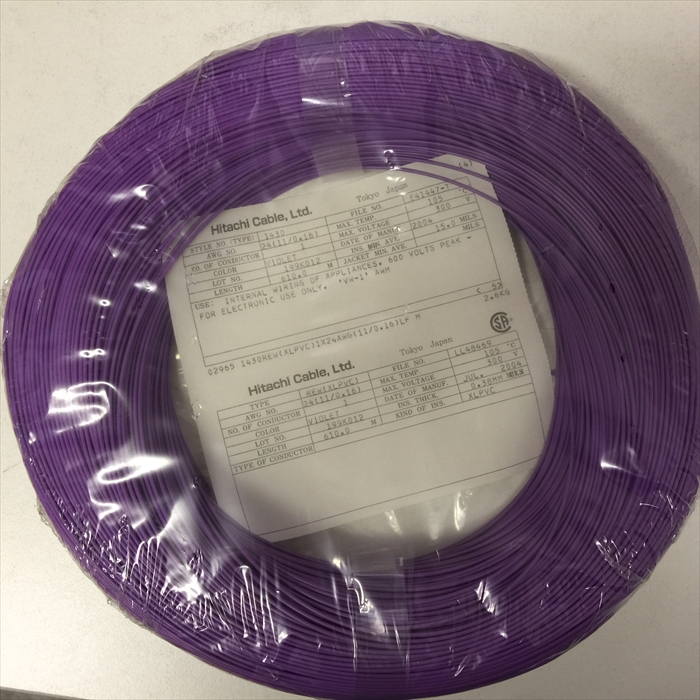 UL1430電線,AWG24,紫,日立金属610m - 2915/ワイヤーハーネス部品、加工