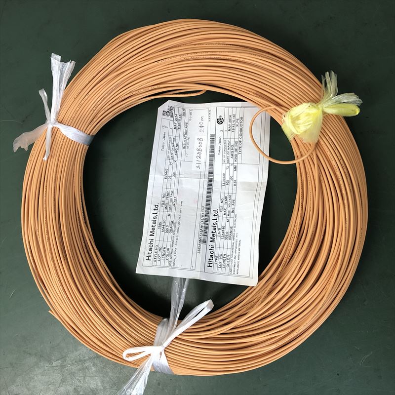 UL3385電線,AWG18,橙,日立金属,210m - 1