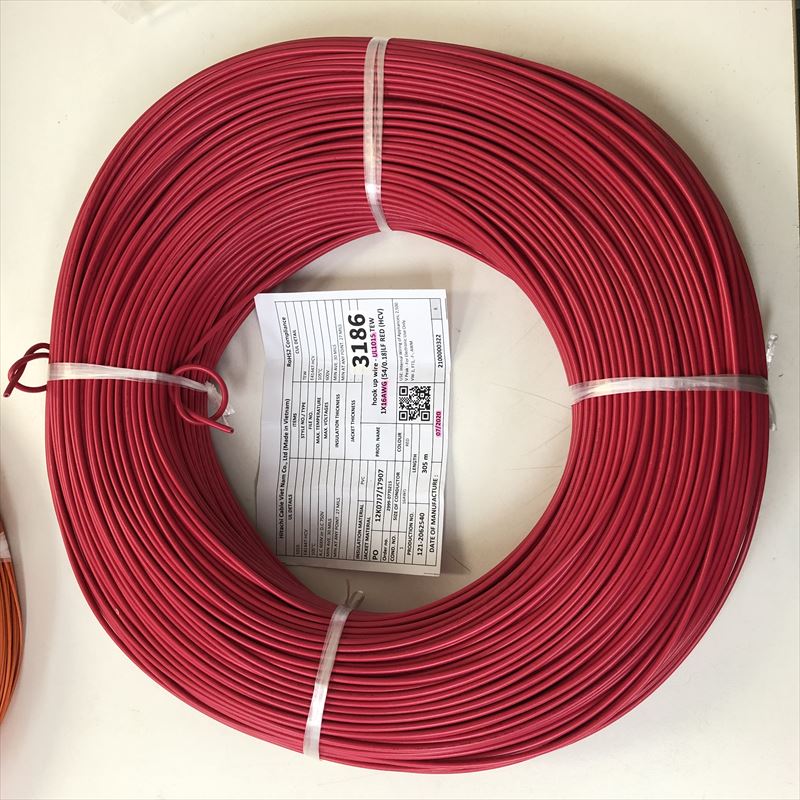 UL1015電線,AWG16,赤,日立金属,305m - 1