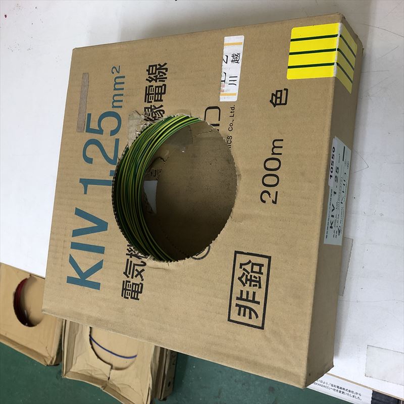KIV電線,1.25sq,緑/黄,KHD,170m - 1