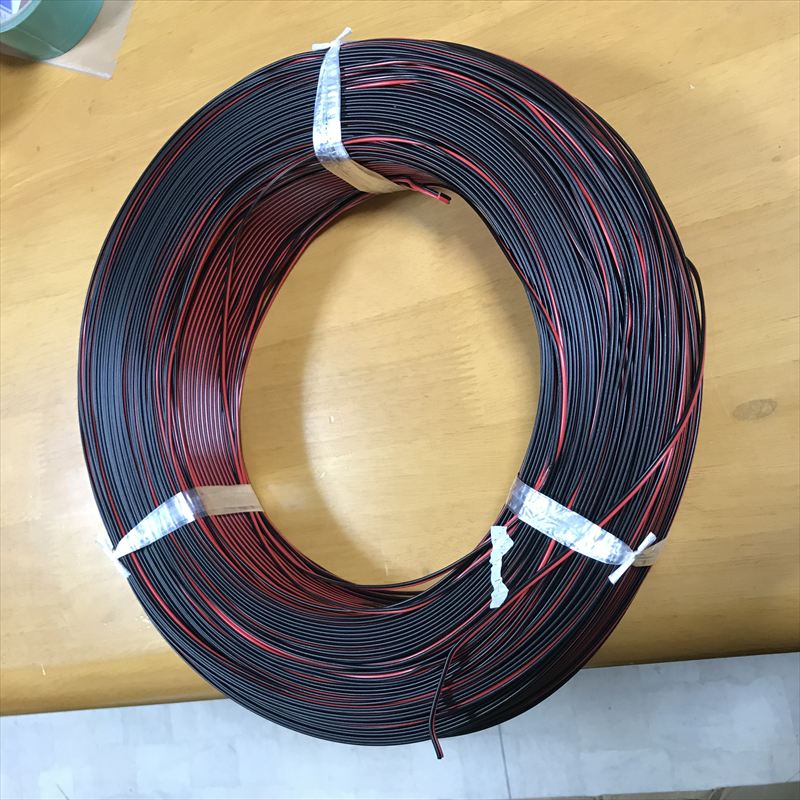 KVFT電線,2x0.3sq,黒/赤,大栄電線,4945g - 1