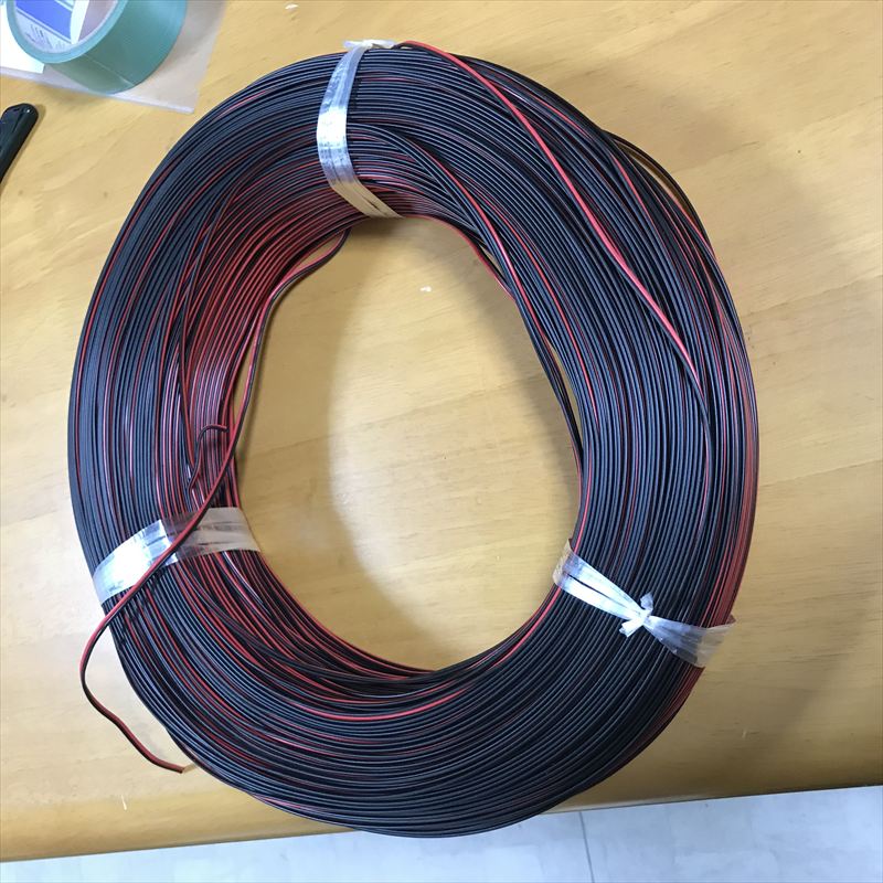 KVFT電線,2x0.3sq,黒/赤,大栄電線,4950g - 1