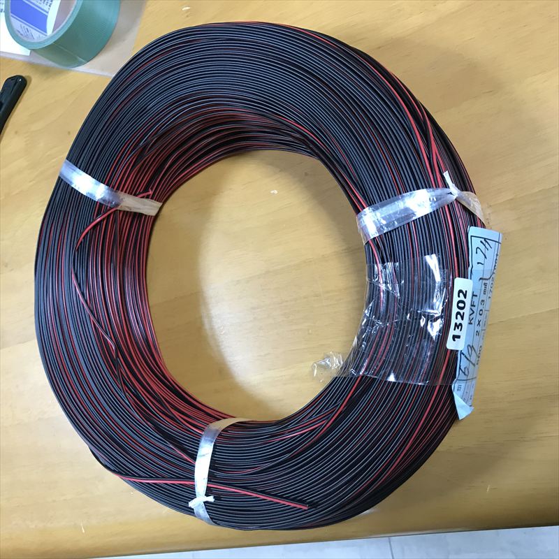 KVFT電線,2x0.3sq,黒/赤,大栄電線,4940g - 1