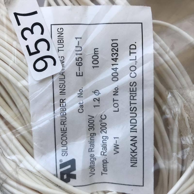 E-651(U-1),耐熱チューブ,1.2mm,白,ニッカン工業,100ｍ - 2