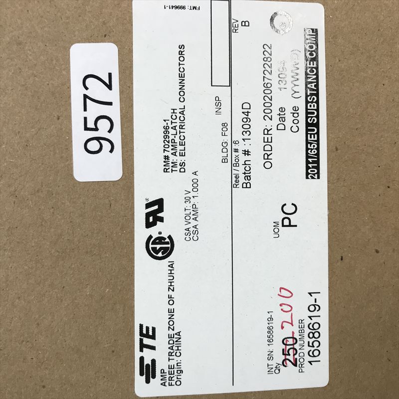 1658619-1,コネクタ/ハウジング,黒,タイコエレクトロニクス(AMP),200個 - 2