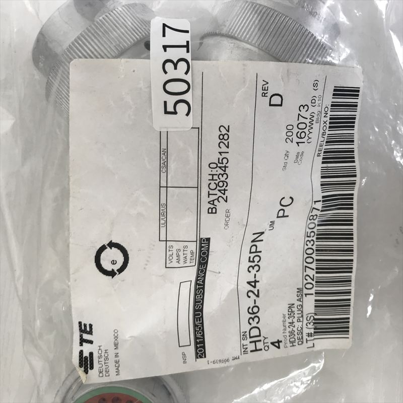 HD36-24-35SN,丸型コネクタ,ドイチェ/DEUTSCH(タイコ エレクトロニクス),4個 - 2
