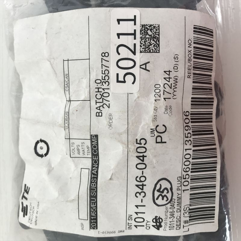 1011-346-0405,コネクタキャップ,黒,ドイチェ/DEUTSCH(タイコ エレクトロニクス),35個 - 2