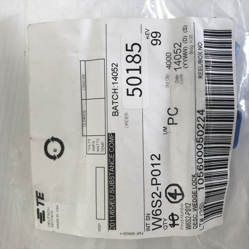 W6S2-P012,ウェッジロック,青,ドイチェ/DEUTSCH(タイコ エレクトロニクス),4個 - 2