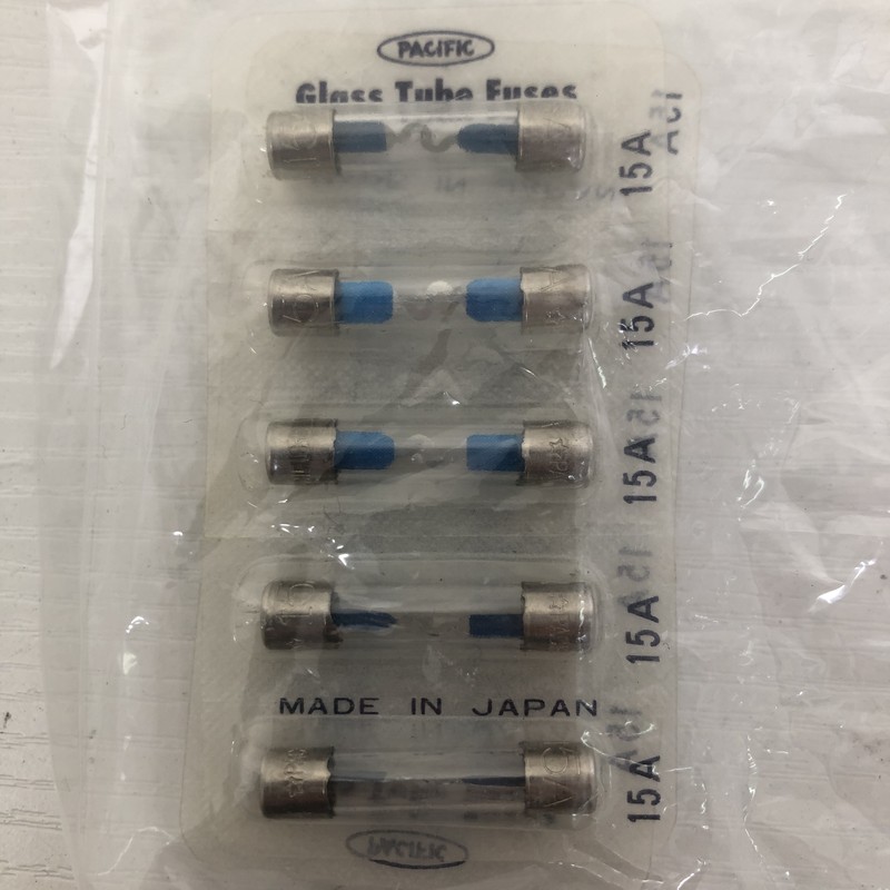 Glass Tube Fuses 15A,ガラス管ヒューズ,銀/青,20個 - 1