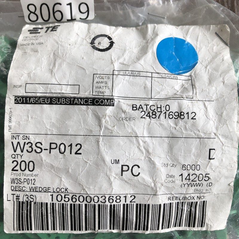 W3S-P012,ウエッジ,緑,タイコエレクトロニクス(AMP),200個 - 2
