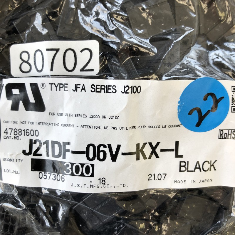 J21DF-06V-KX-L,コネクタ/ハウジング,黒,日本圧着端子製造(JST),500個 - 2